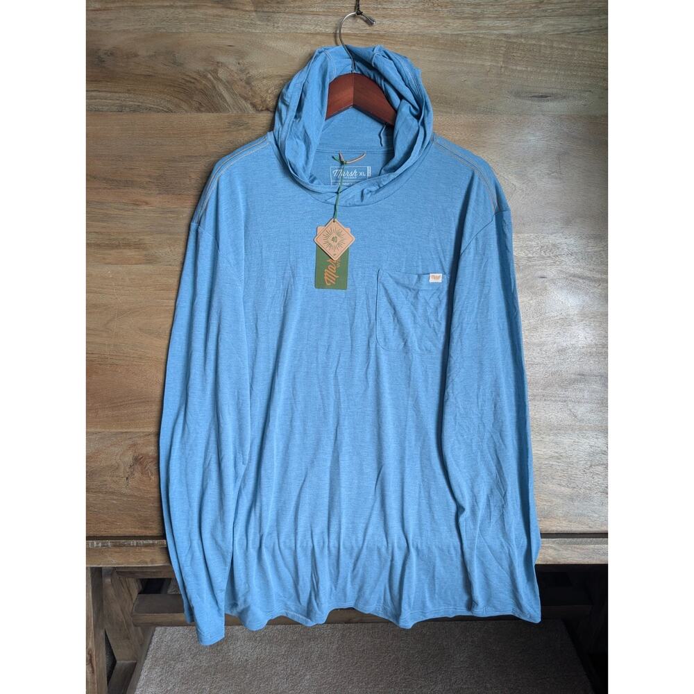 NWT Marsh Wear Hooded Pocket T-Shirt Mens XL Buxton HD Niagara Mist Heather